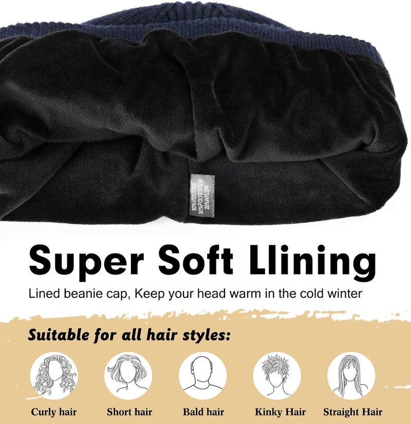 Wmcaps Winter Beanie for Men Women, Fleece Lined Beanie Soft Warm Knit Hat Ski Stocking Cuffed Cap - Image 2